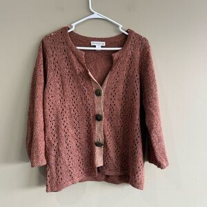 Cozy Knit Cardigan Sweater in Rust Red Orange
